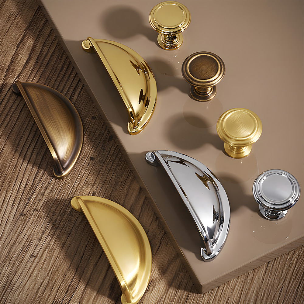 Vintage Solid Brass Shell Cup Pulls For Kitchen