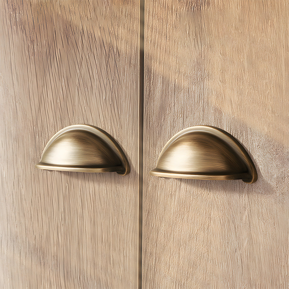 Vintage Solid Brass Shell Cup Pulls For Kitchen