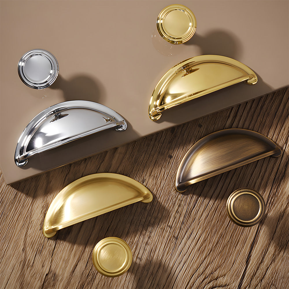 Vintage Solid Brass Shell Cup Pulls For Kitchen