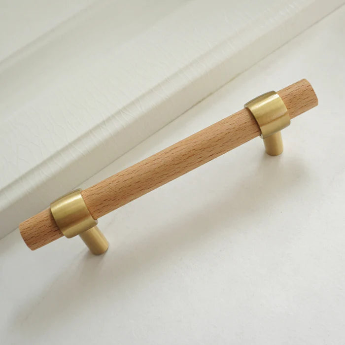 Wooden Cabinet Handles With Brass Base