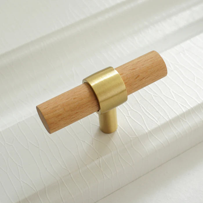 Wooden Cabinet Handles With Brass Base
