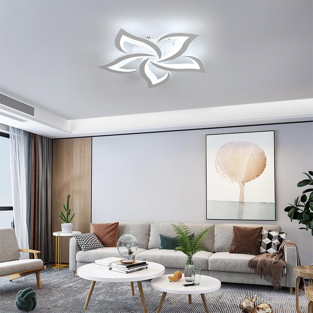 Contemporary Flower Shape Iron Living Room LED Ceiling Light