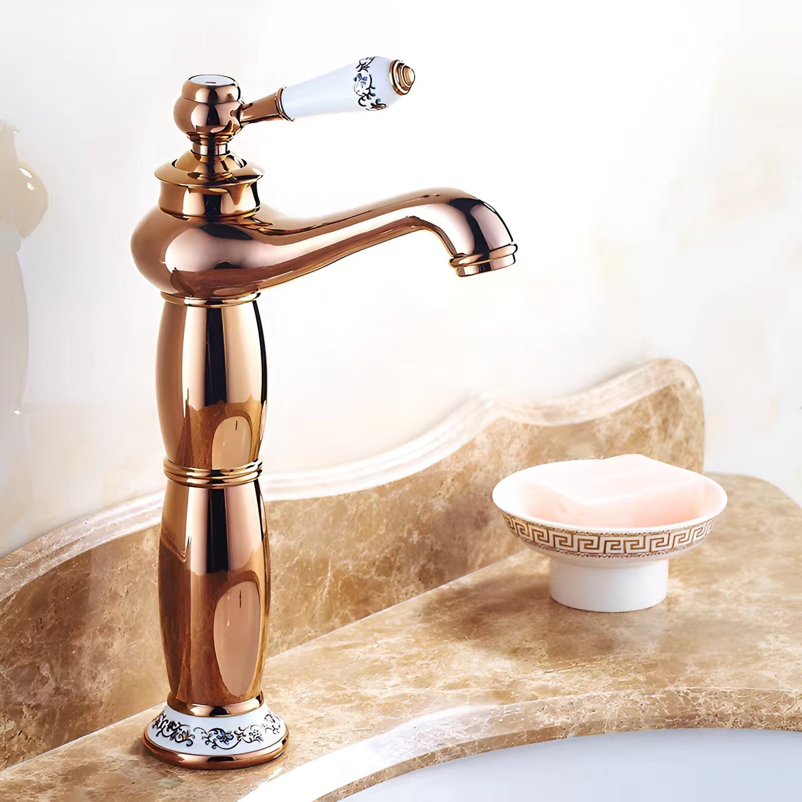 Traditional  Solid Brass Single Hole Basin Tap_Rose Gold