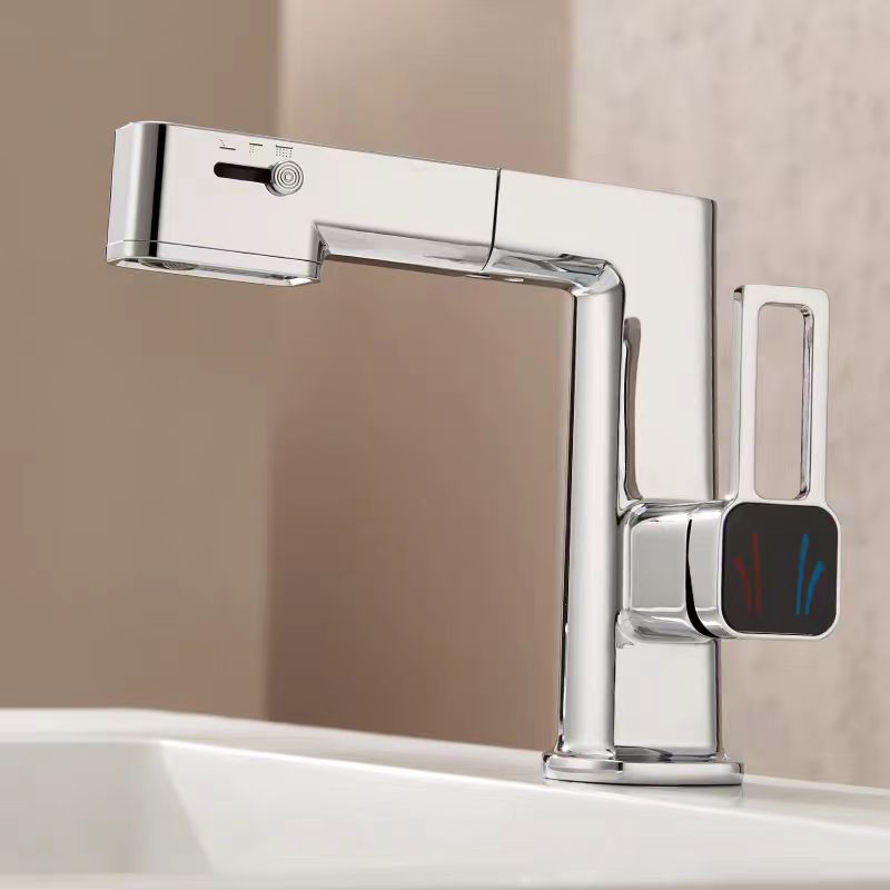 360° Rotation Liftable Bathroom Tap with LED Digital Display_ Chrome