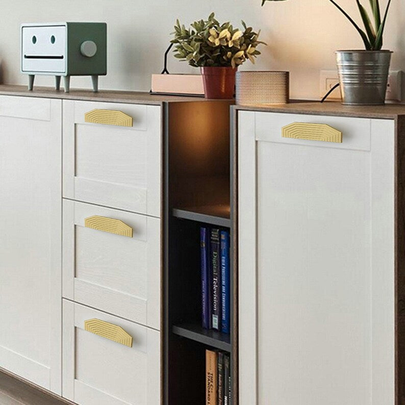 A Pair of Modern Semi-Circular Gold Kitchen Cabinet Door Handle