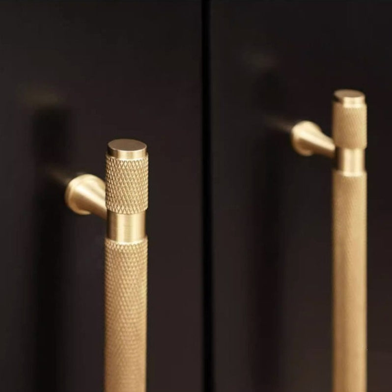 Solid Brass Knurled Cupboard Bar Handles