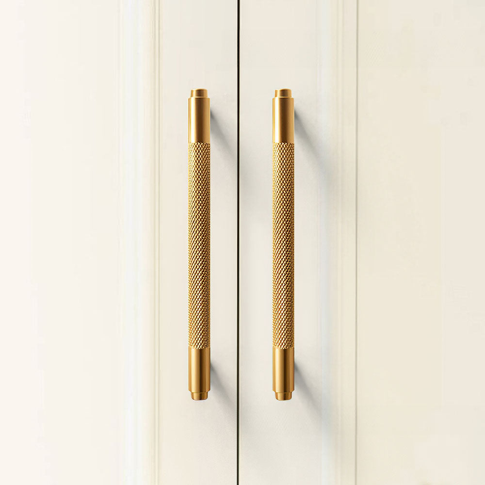 Modern Gold Cabinet Drawer Knurled Pulls