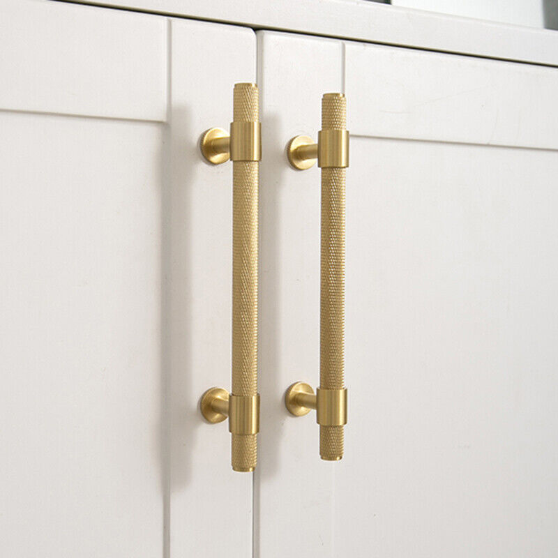 European Style Brushed Brass Knurled Cabinet Handles