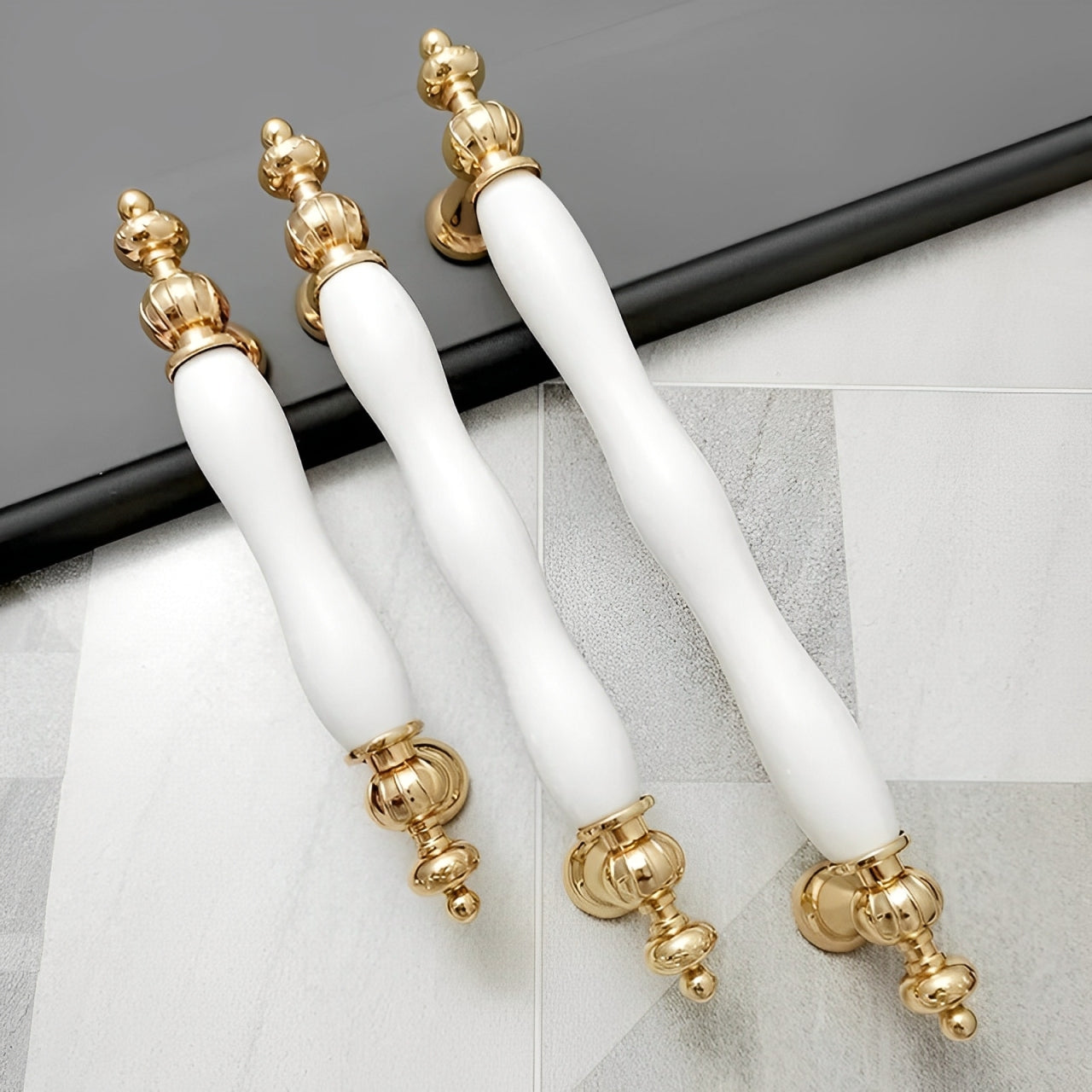 French Elegant White Ceramic Wardrobe Cabinet Drawer Pulls