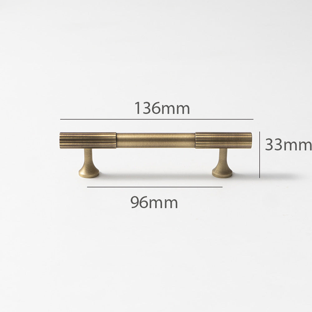 Linear Knurled Solid Brass Cabinet Handles