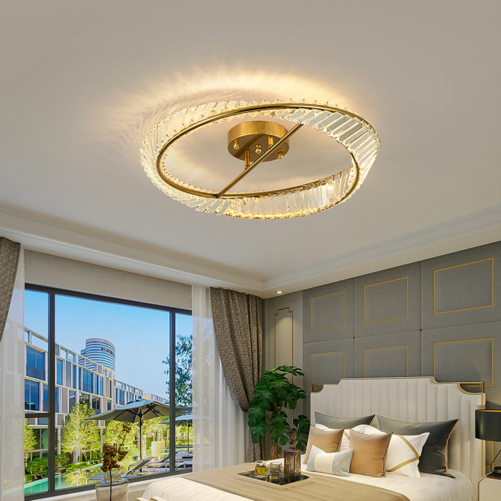 Goldenwarm Flush Ceiling Lights Modern Luxury Crystal Bedroom