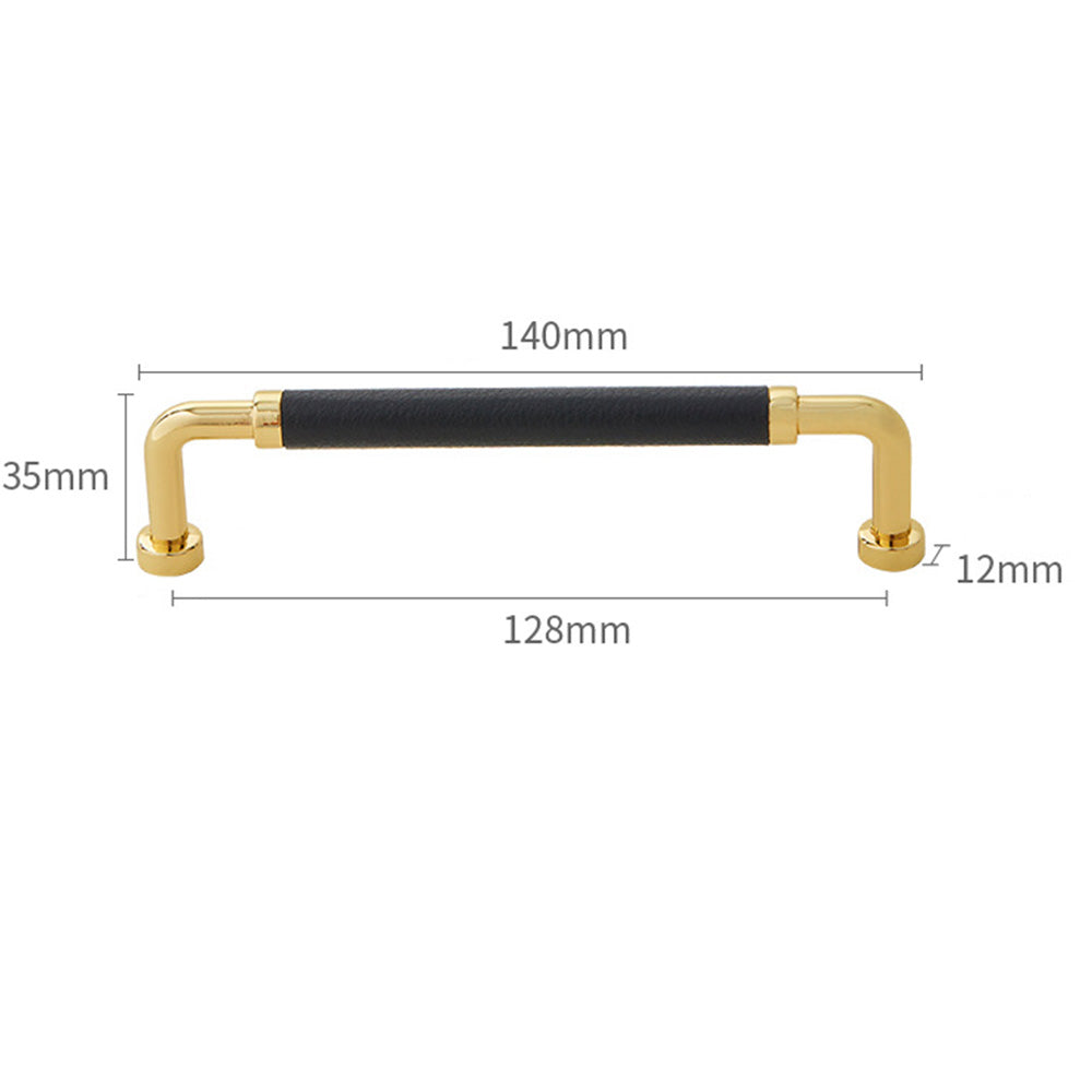 Polished Brass and Leather Cabinet Handles