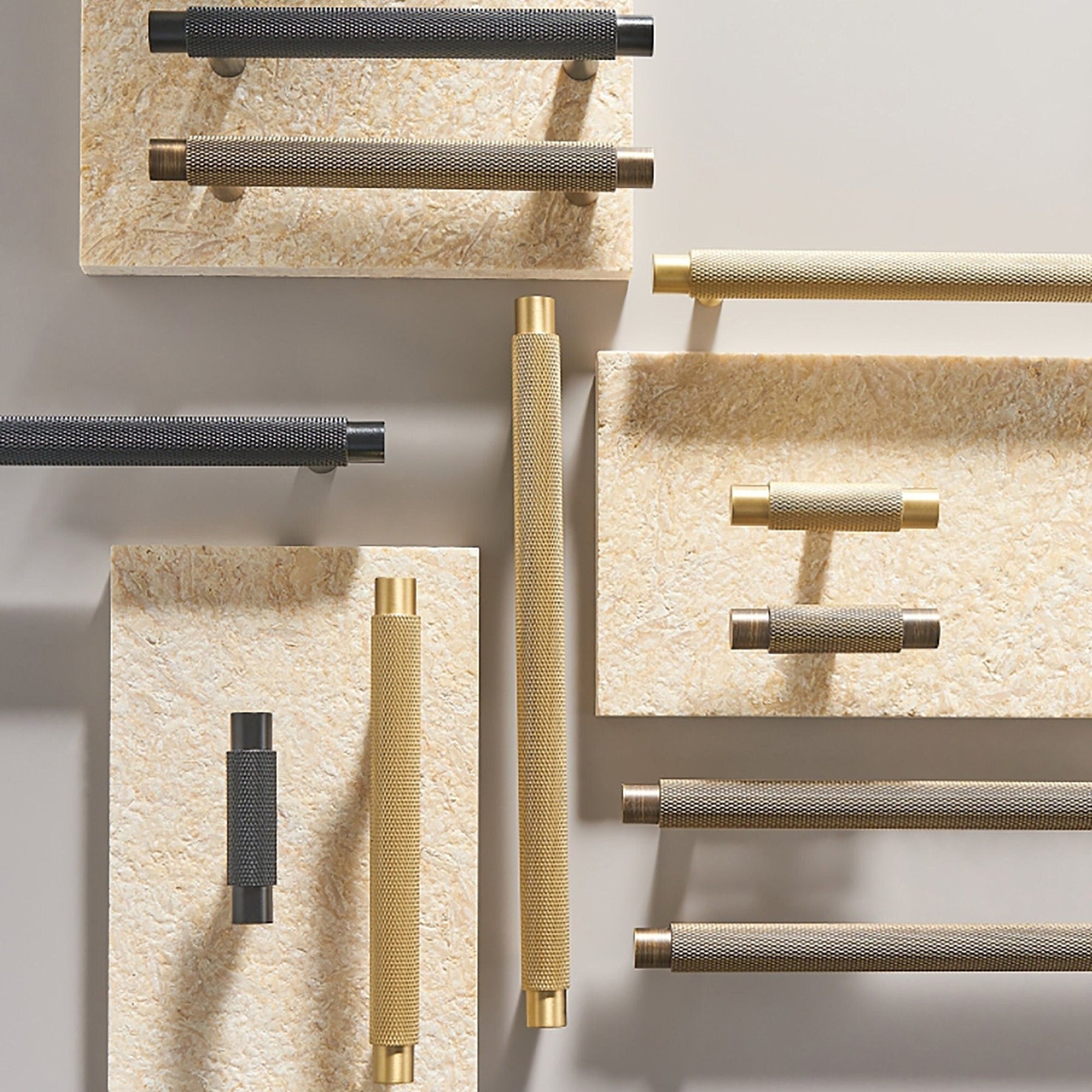 Brass Knurled T-Bar Cabinet Handles