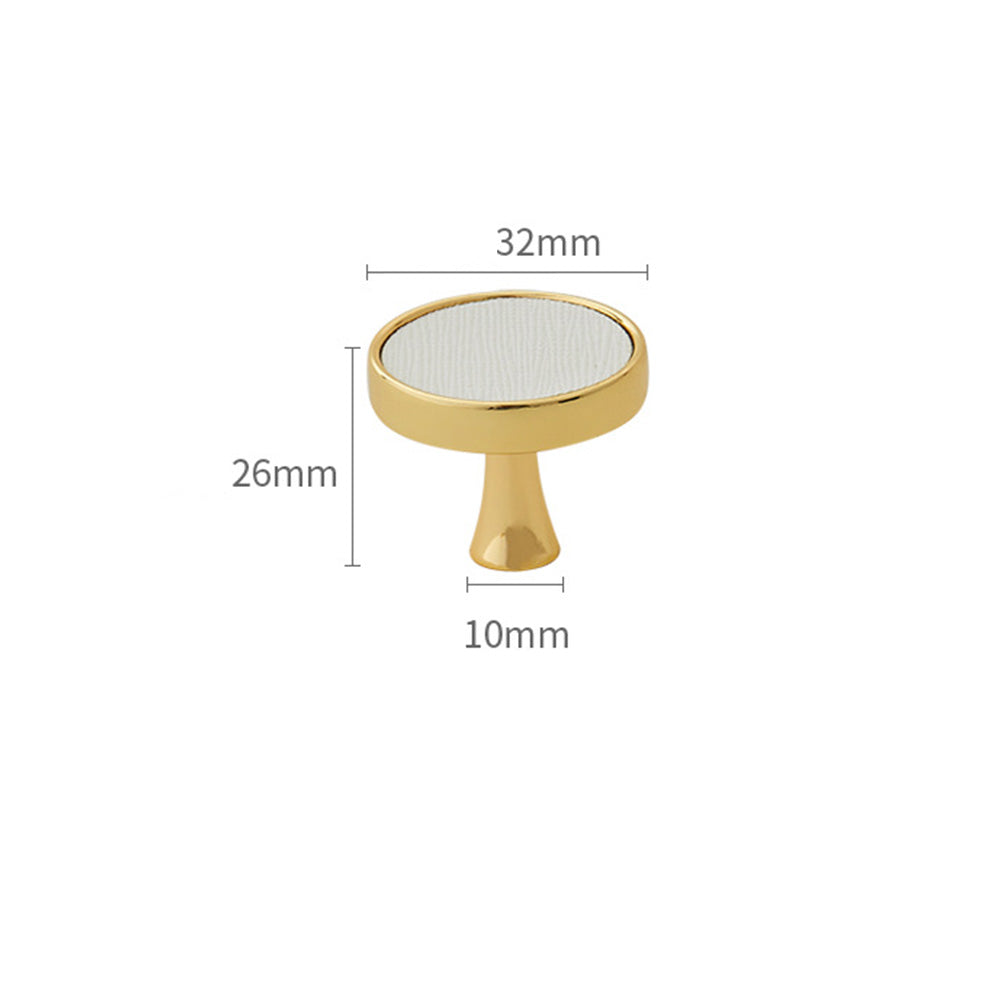 Polished Brass and Leather Cabinet Handles