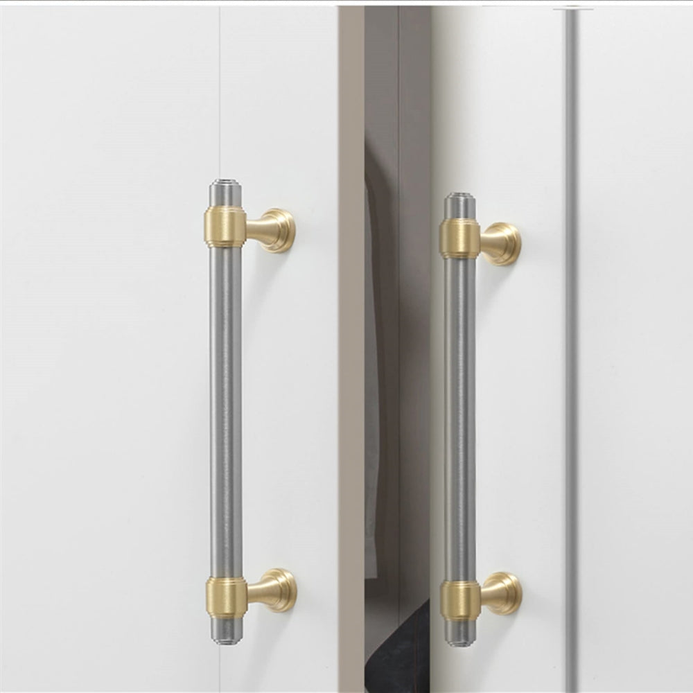 Modern Brass Cabinet Pulls Brown & Silver Drawer Kitchen Cupboard Handles