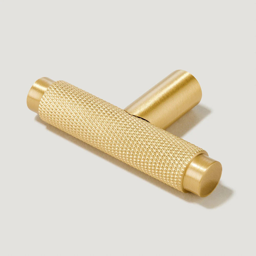 Brass Knurled T-Bar Cabinet Handles