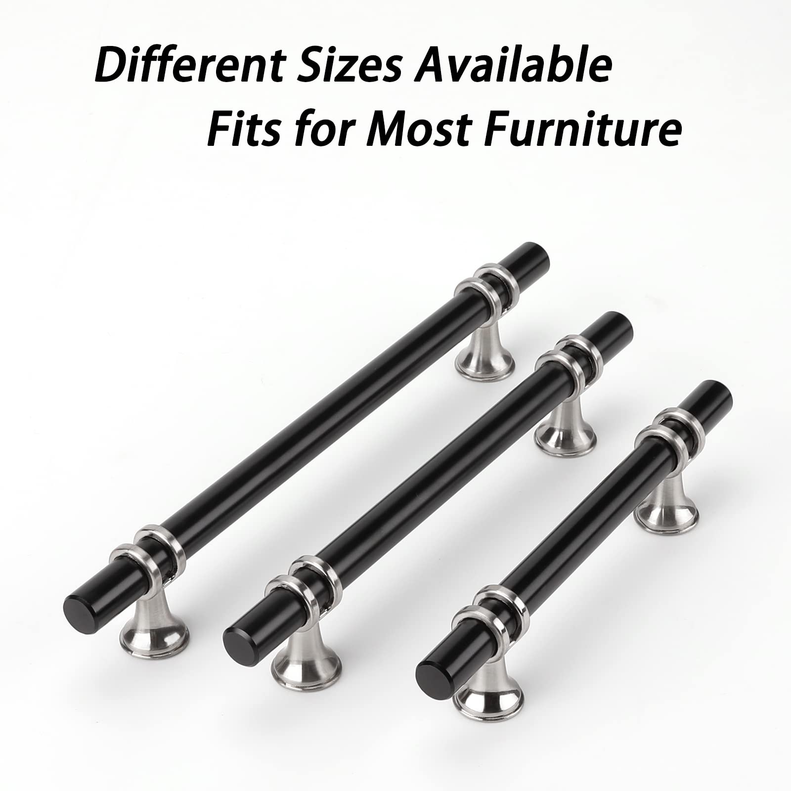 Brushed Nickel & Black Solid Cabinet Pulls