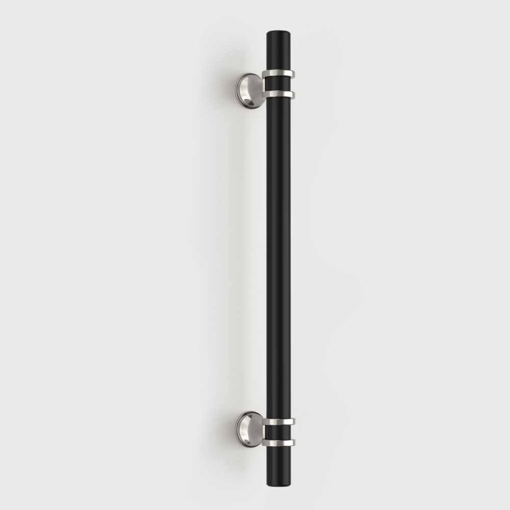Brushed Nickel & Black Solid Cabinet Pulls