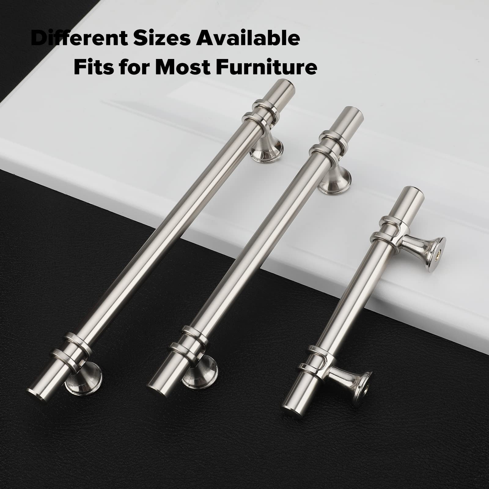 Brushed Nickel & Black Solid Cabinet Pulls
