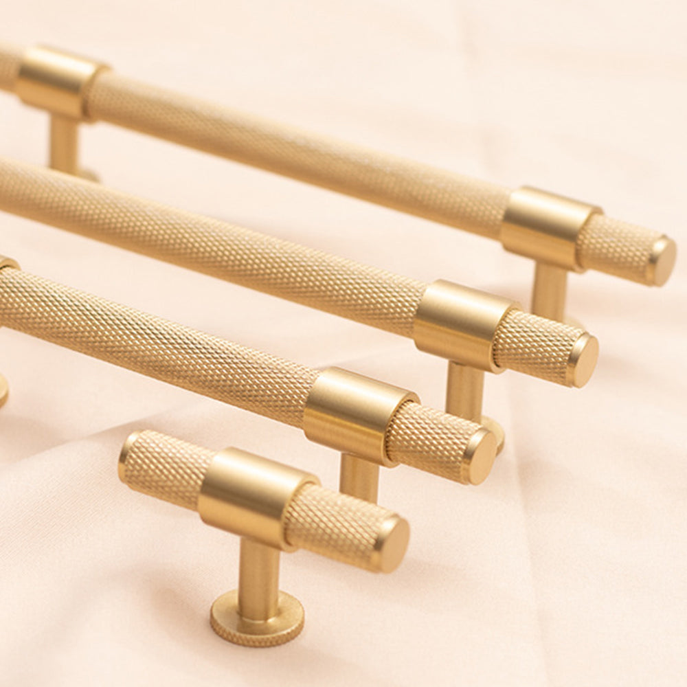 European Style Brushed Brass Knurled Cabinet Handles