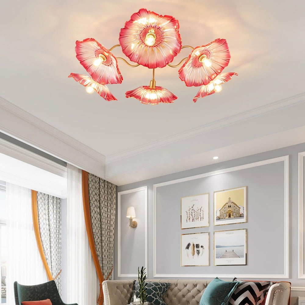 Vintage Lotus Leaf Glass Ceiling Light -Homdiy