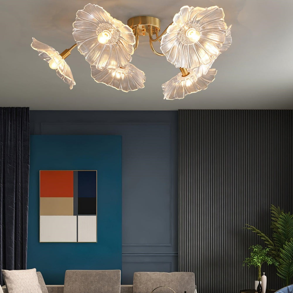 Vintage Lotus Leaf Glass Ceiling Light -Homdiy