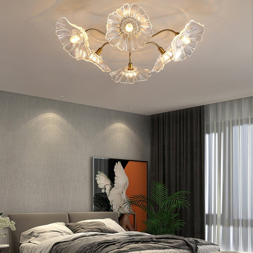 Vintage Lotus Leaf Glass Ceiling Light -Homdiy