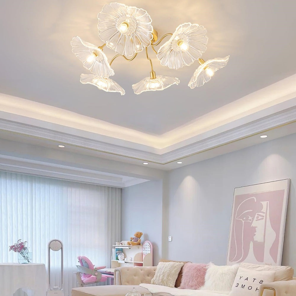 Vintage Lotus Leaf Glass Ceiling Light -Homdiy
