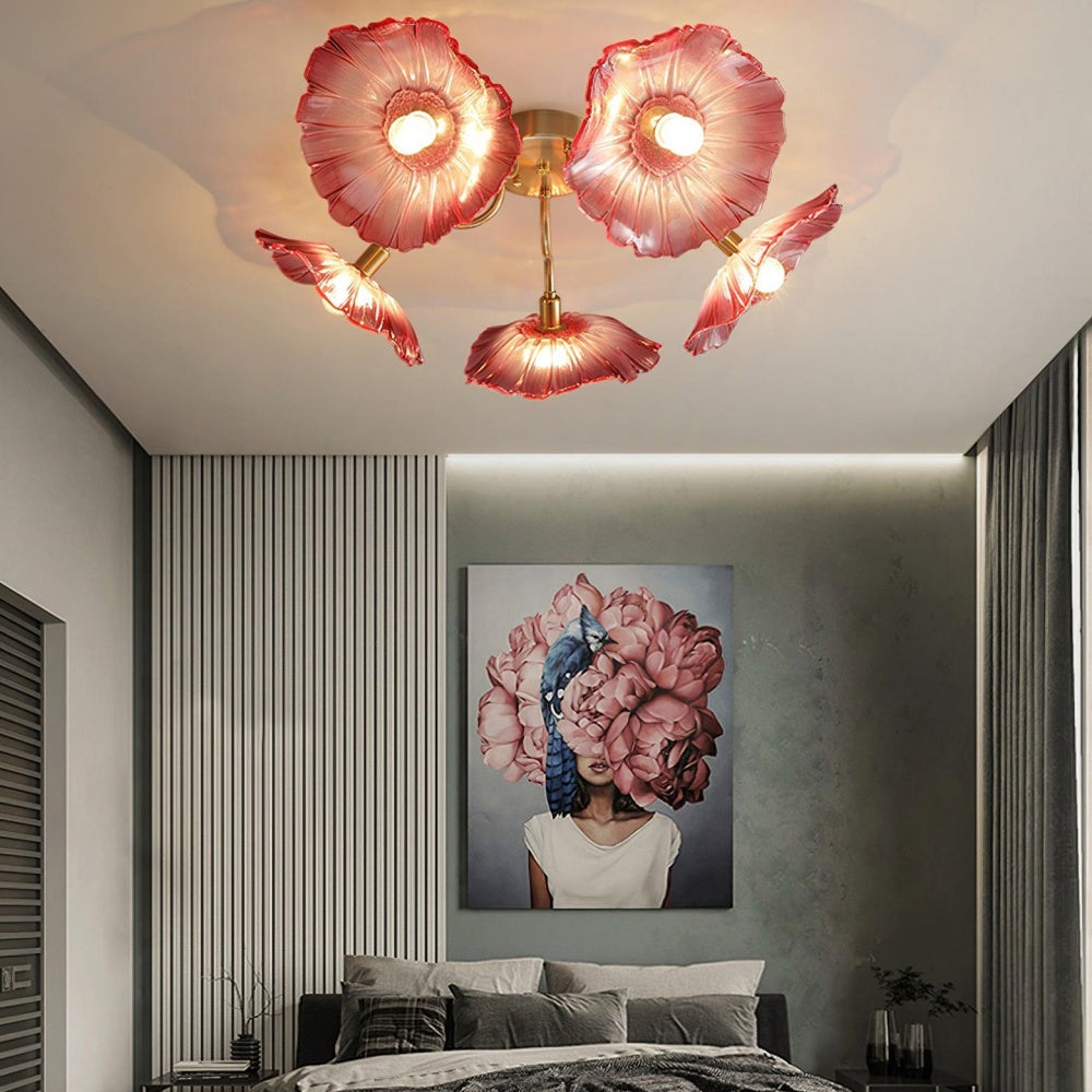 Vintage Lotus Leaf Glass Ceiling Light -Homdiy