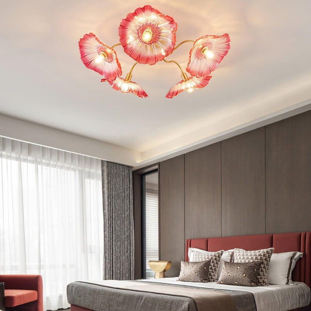 Vintage Lotus Leaf Glass Ceiling Light -Homdiy
