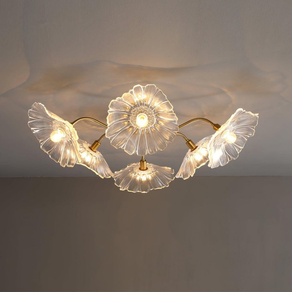 Vintage Lotus Leaf Glass Ceiling Light -Homdiy