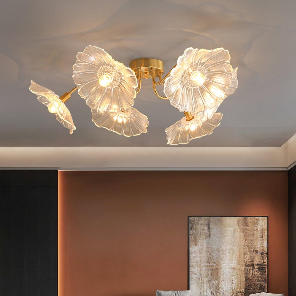 Vintage Lotus Leaf Glass Ceiling Light -Homdiy