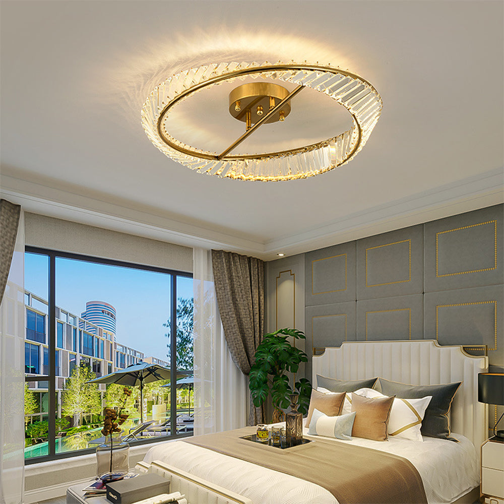 Modern Round Crystal Ceiling Lamp For Master Bedroom