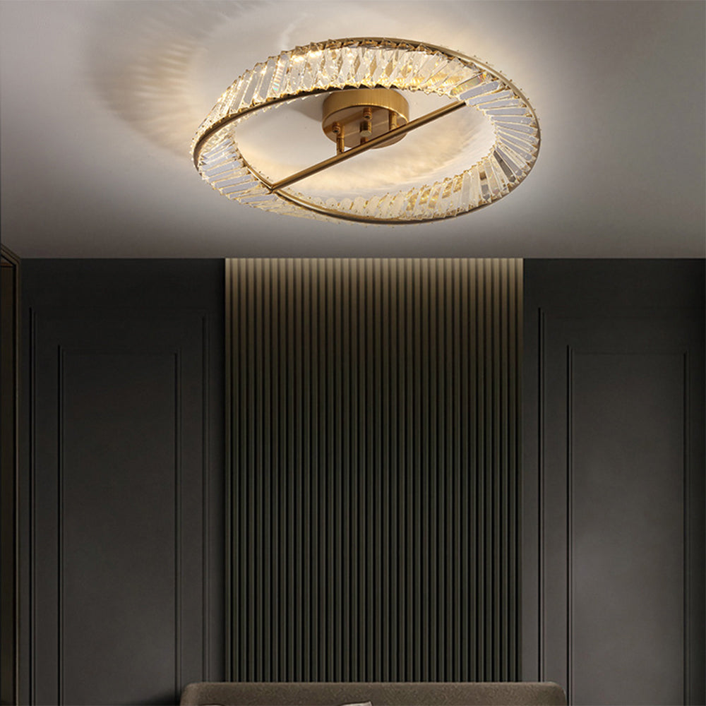 Modern Round Crystal Ceiling Lamp For Master Bedroom