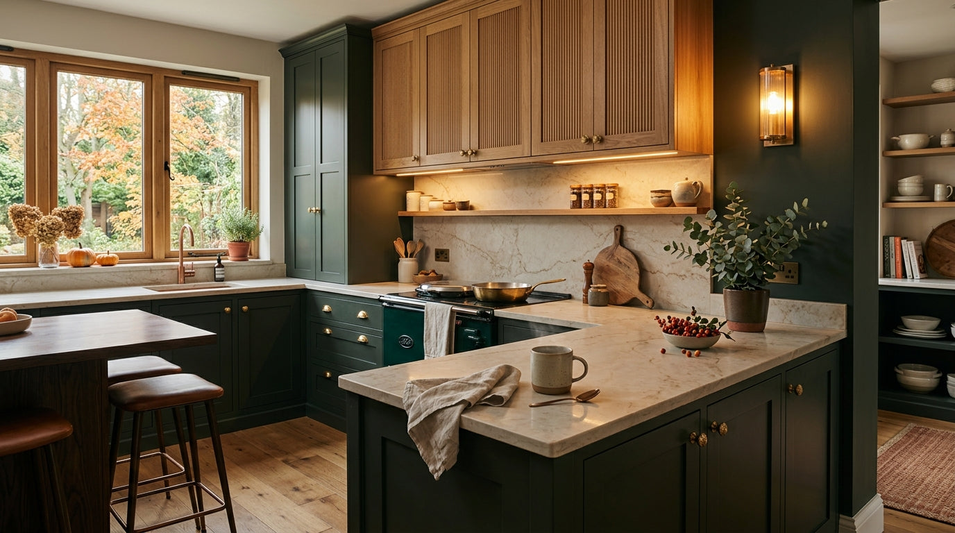 Autumn 2026 Interior Trends: Combining Warm Wood, Knurled Brass, and Layered Mood Lighting