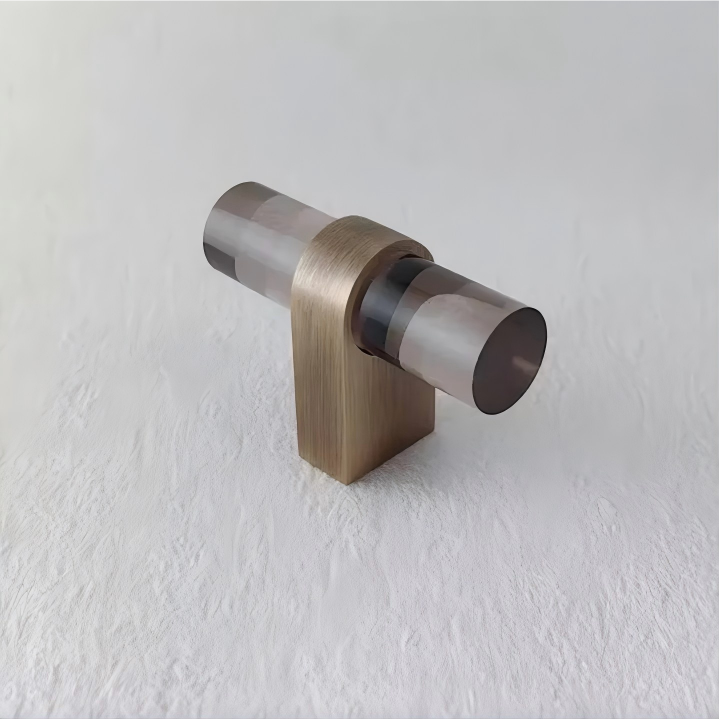 Modern Clear Acrylic and Brass Drawer Pulls