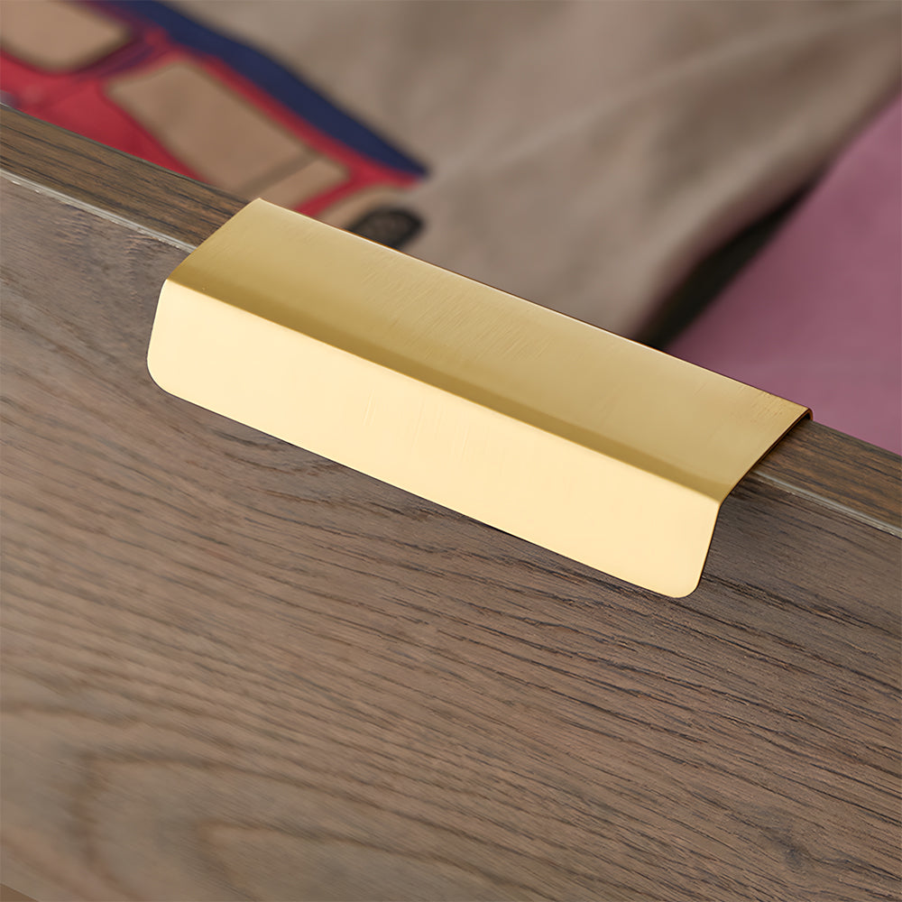 Modern Simple Embedded Brass Gold Edge Pulls