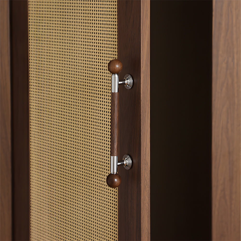 Medieval Brass Round Wooden Head Cabinet Handles