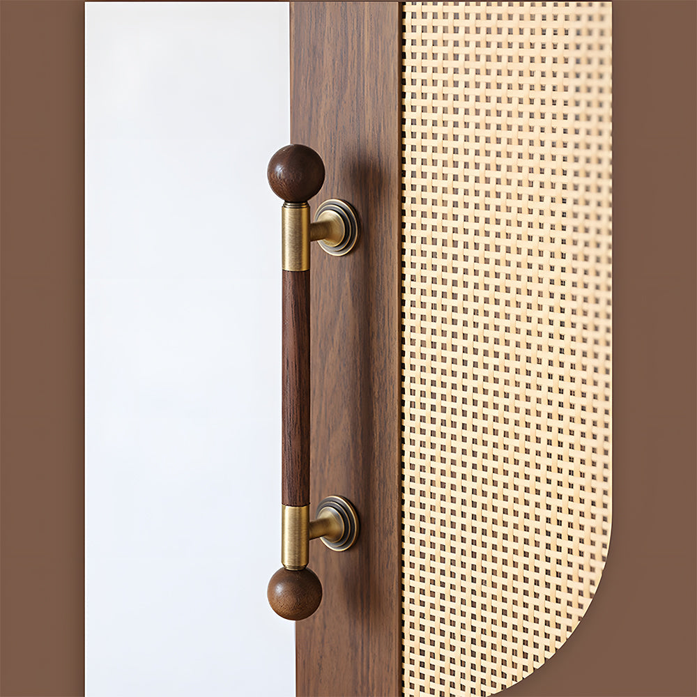 Medieval Brass Round Wooden Head Cabinet Handles
