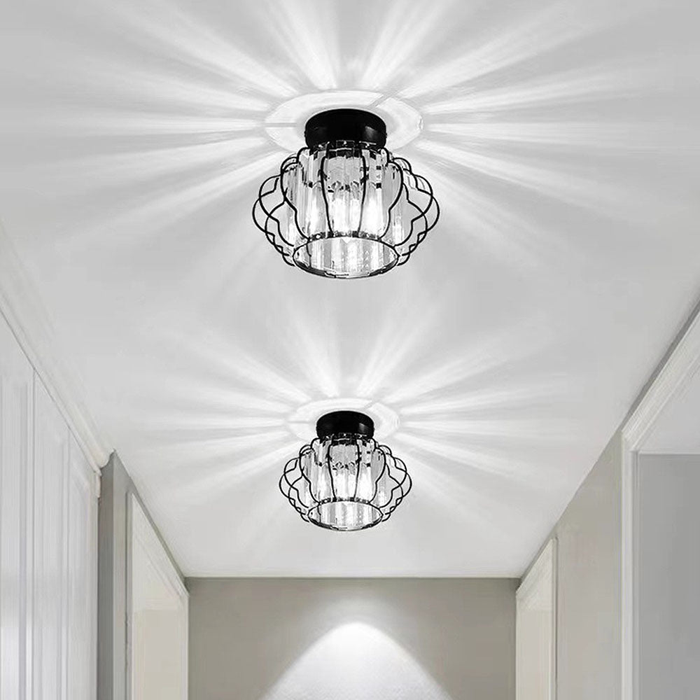 Luxurious Curved Iron Crystal Hallway Ceiling Light