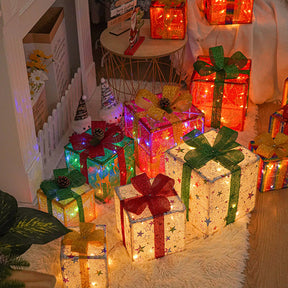 A Set of 3 Pcs Stylish LED Christmas Lighting Boxes Ornaments