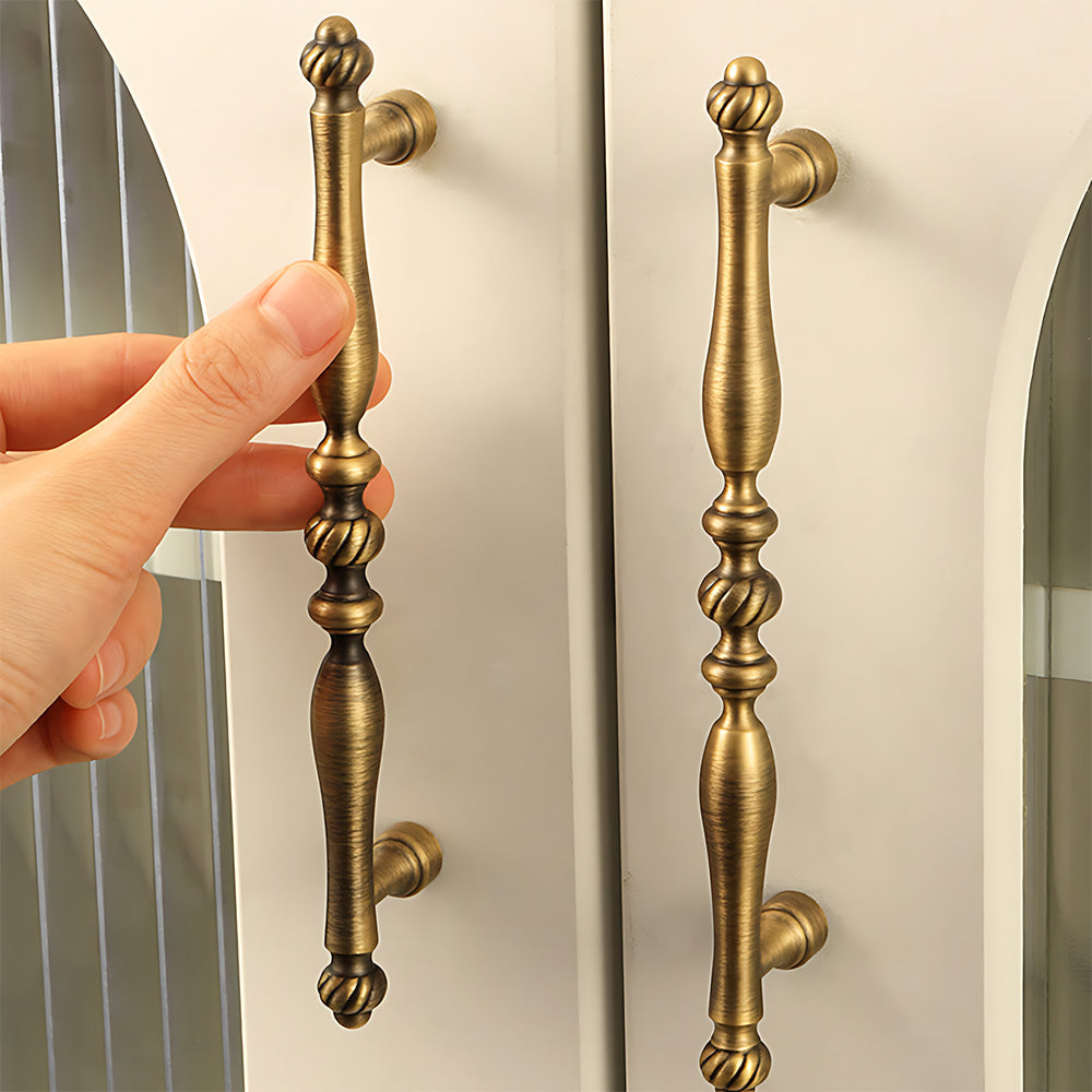 Vintage Solid Brass Spindle Cabinet Handles