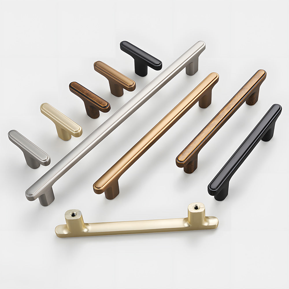 Modern Zinc Alloy T Bar Knobs & Grooved Bar Cabinet Pulls