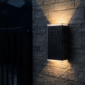 Black IP65 Solar Powered Up Down Outdoor Wall Light