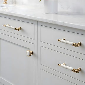 French Elegant White Ceramic Wardrobe Cabinet Drawer Pulls