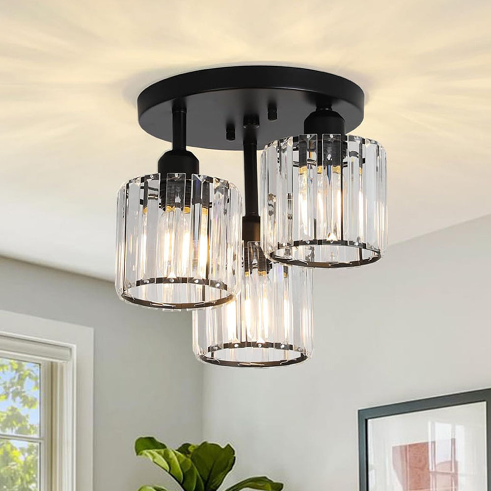 Modern Crystal Semi Flush Rounded Bedroom Ceiling Lights