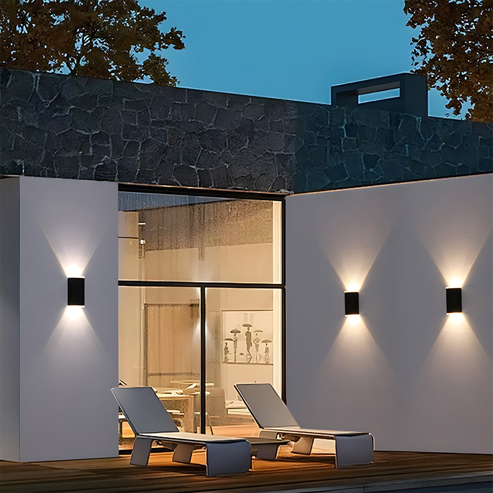 Black IP65 Solar Powered Up Down Outdoor Wall Light