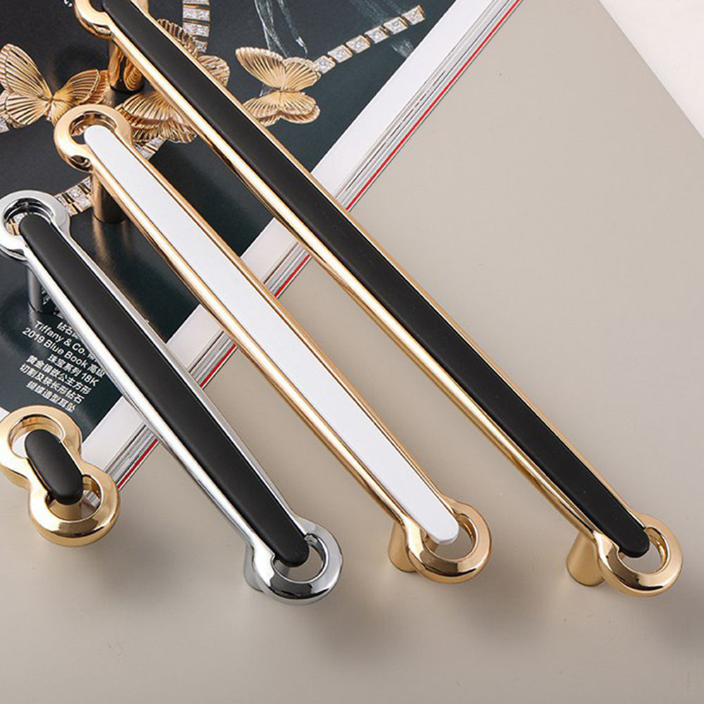 Zinc Alloy Black Silver Simple Cabinet Handles