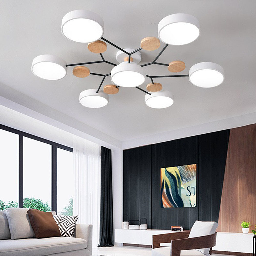 Modern Round Branch Type LED Semi-Recessed Ceiling Light