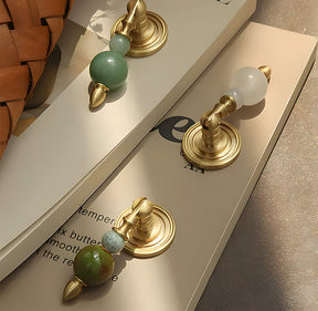 Solid Brass & Natural Stone Drop Pendant Cabinet Knobs
